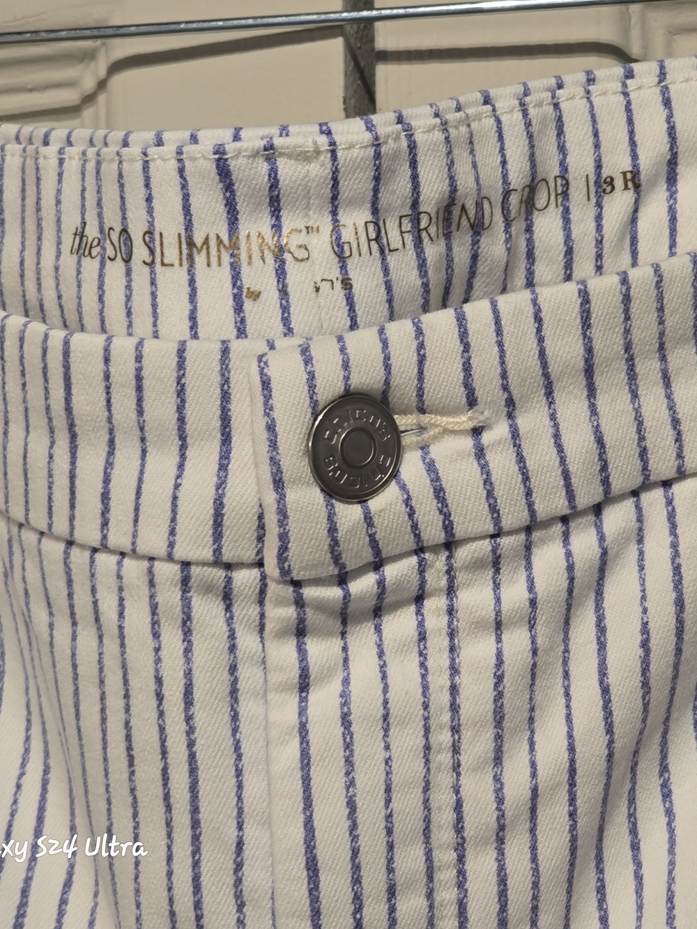 Chico's White Jeans with Navy Pinstripes Ankle Crop - Picture 3 of 9